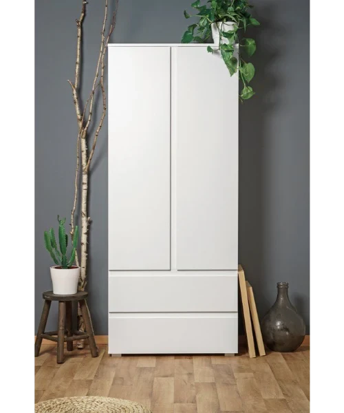 دولاب ملابس 2 ضلفة 200×80 سم – ابيض – DHL-06